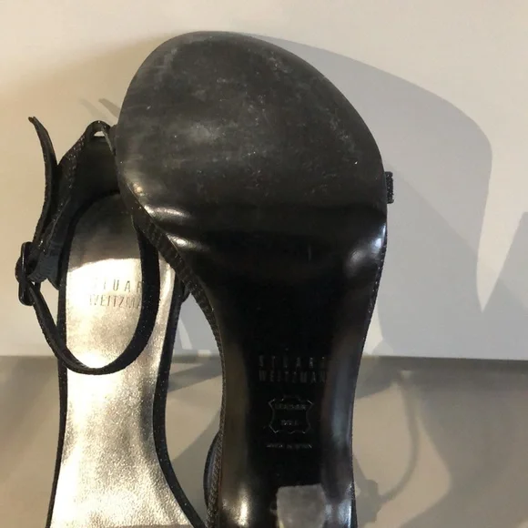 Stuart Weitzman Nudist Black Goosebump Napa Sandals - Picture 6 of 13